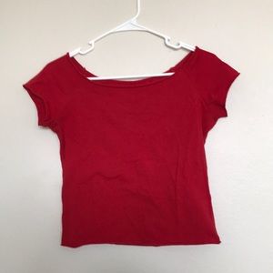Brandy Melville red off the shoulder crop top